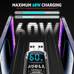 Verilux® USB 3.2 Type C Female to USB Male OTG Adapter with LED Display, PD60W Fast Charging OTG Type C Adapter, 10Gbps High-Speed Data Transfer Compatible with Laptops, Tablets, Smartphone, Chargers