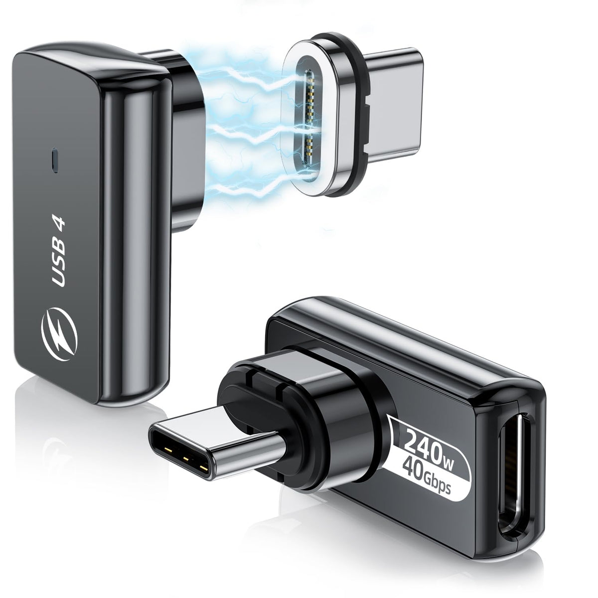 Verilux USB C 4.0 Adapter with 240W PD Fast Charging and 90 Degree Magnetic Connector | 40Gbps Data & 8K Display