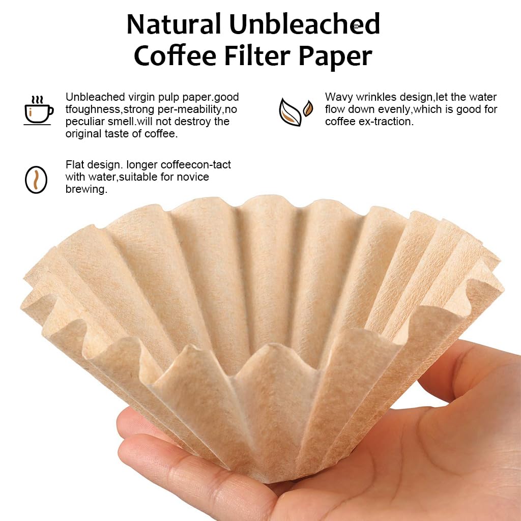 Zeitel® 100 Counts Basket Coffee Filters Basket-Shaped Coffee Filter Paper for Drip Coffee Maker Natural Unbleached Disposable Coffee Filters Papers