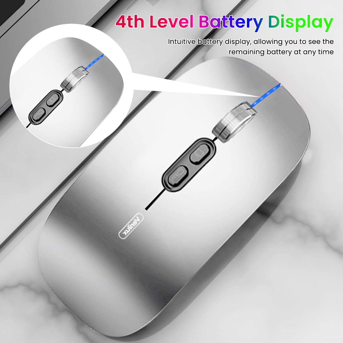 Verilux Wireless Mouse for Laptop with Rechargeable Battery and 3 Connection Modes | Silver 2PCS