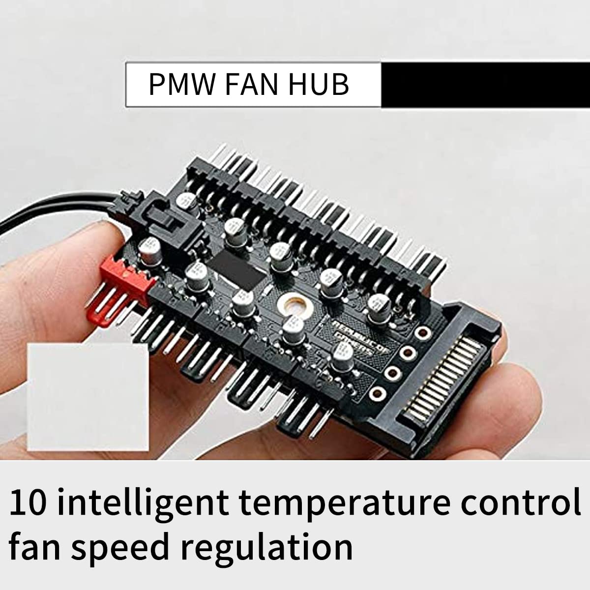 Verilux CPU Cooling Fan Hub for ATX Computer Case with 10 Port 12 V SATA PWM Control