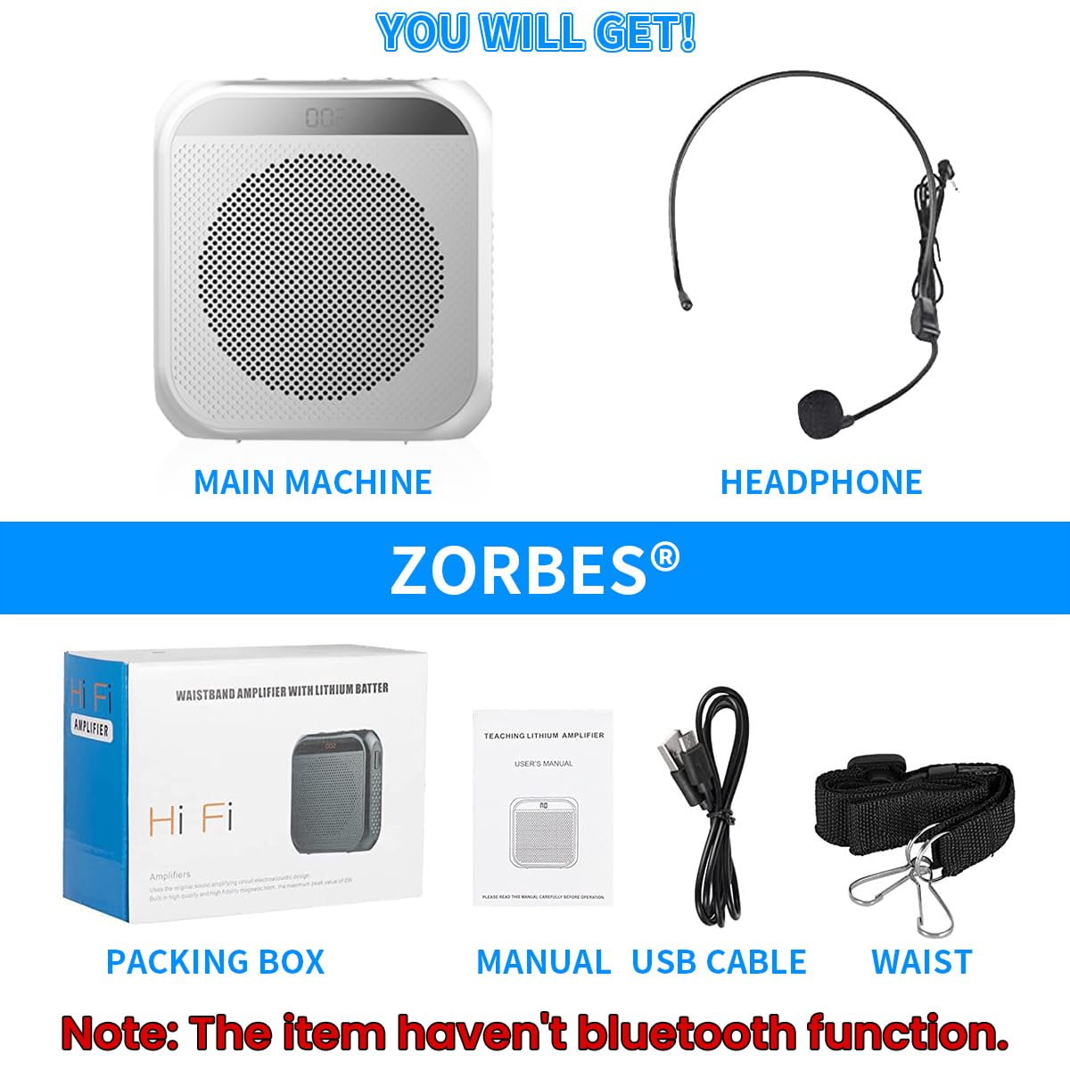 ZORBES® Voice Amplifier Microphone Headset Set