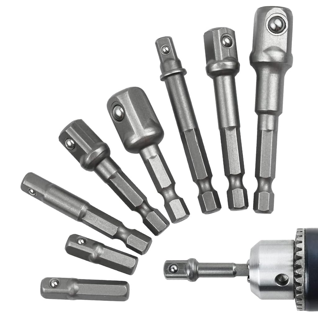 Serplex® 8PCS Drill Bit Adapter Set - 1/4", 3/8", 1/2-Inch Hex Shank Impact Socket Adapters for Power Drill