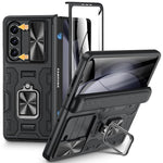 ZORBES® Phone Case for Samsung Galaxy Z Fold 5, Protective Case with Slide Camera Lens Cover & Screen Protector Built-in 360° Rotatable Kickstand Full Protective Phone Cover for Samsung Z Fold 5