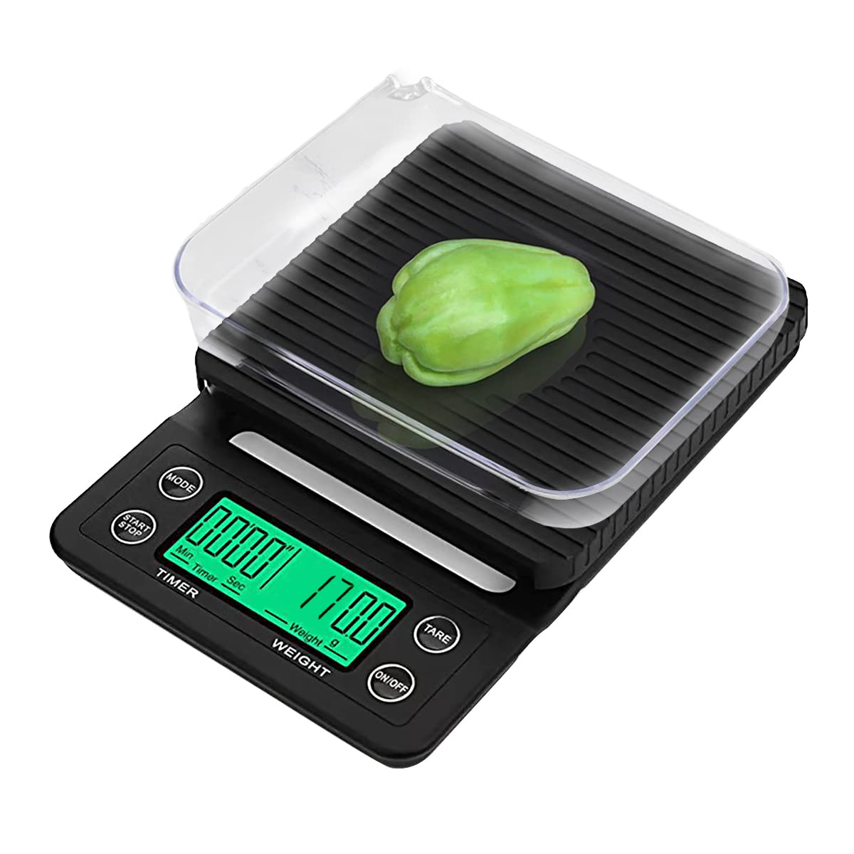 Verilux Digital Kitchen Scale for Coffee and Food with 3kg 0.1g Precision Sensor | Timer Function