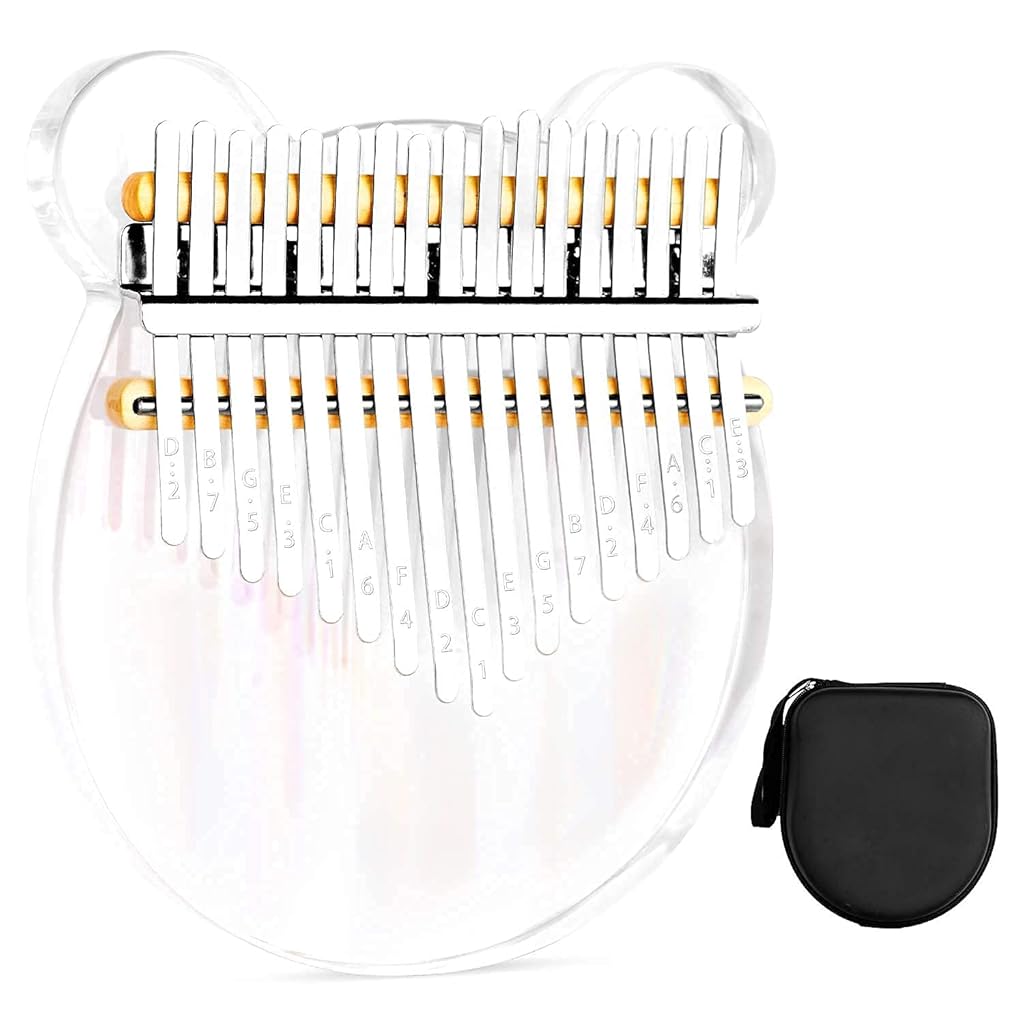 Verilux® Thumb Piano Crystal Kalimba Acrylic Mbira Finger Musical Instrument Gifts for Kids Adult Beginners with Tuning Hammer Study Instruction and Eva Bag 3PCS