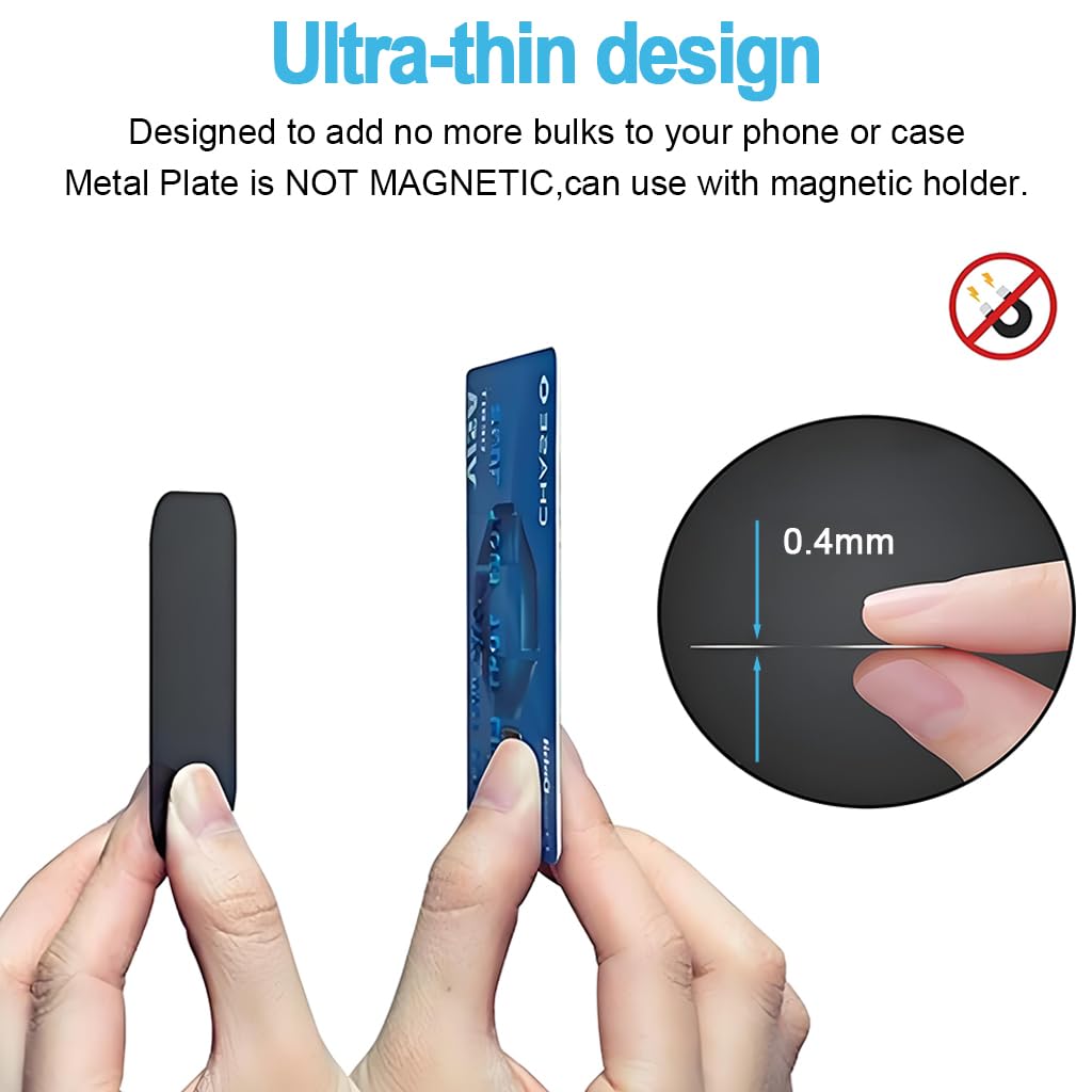 ZORBES® 6Pcs Metal Plates for Wireless Charging, Thin Metal Plates for Magnetic Phone Mounts, 3.5cm Dia Round & 4x5.8cm Rectangle Metal Plates for Magnetic Phone Mount Car Phone Holder