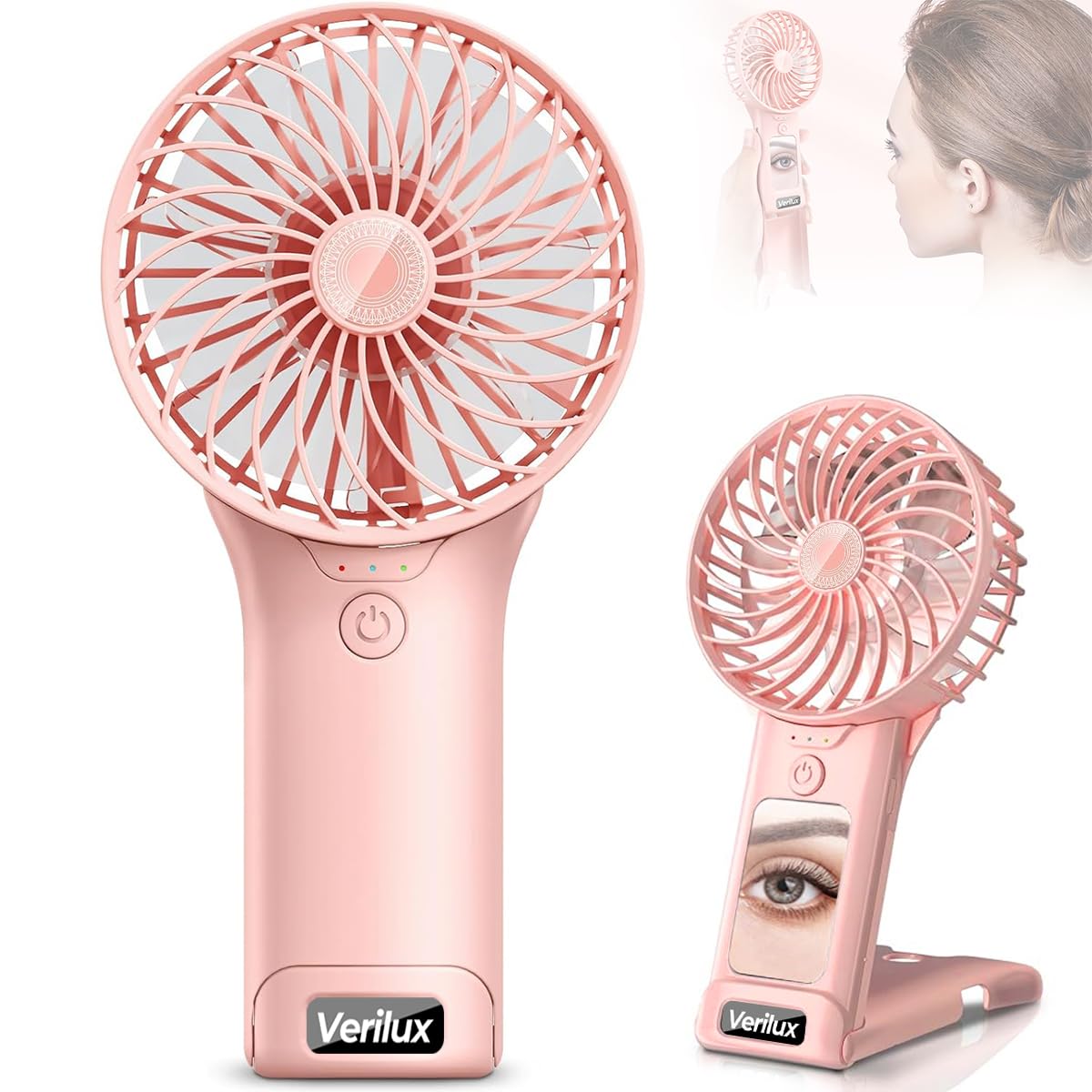 Verilux® Mini Hand Fan for Women (Pink)