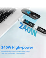 Verilux USB C Adapter for Fast 240W PD Charging with LCD Display | Aluminum Alloy Design