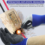 Serplex® Electrical Insulated Gloves 500V Voltage Resistance, Flame Retardant, Non-Slip Rubber Design for Electricians, High Voltage Work, Safety, L