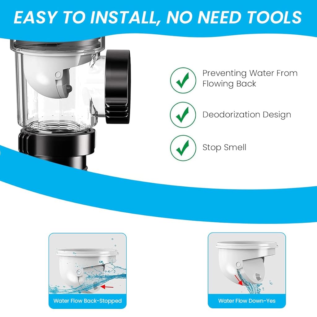 Serplex® Flexible Drain Pipe Wash Basin Sink Drain Hose PVC Water Pipe Vessel Sink Extension Fits for 3-4.5 cm Hole,Flex-drain Kit with Flexible & Expandable P-trap