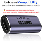 Verilux Type C Female to Female Adapter with 100W PD & 40Gbps Transfer | 8K Video Output