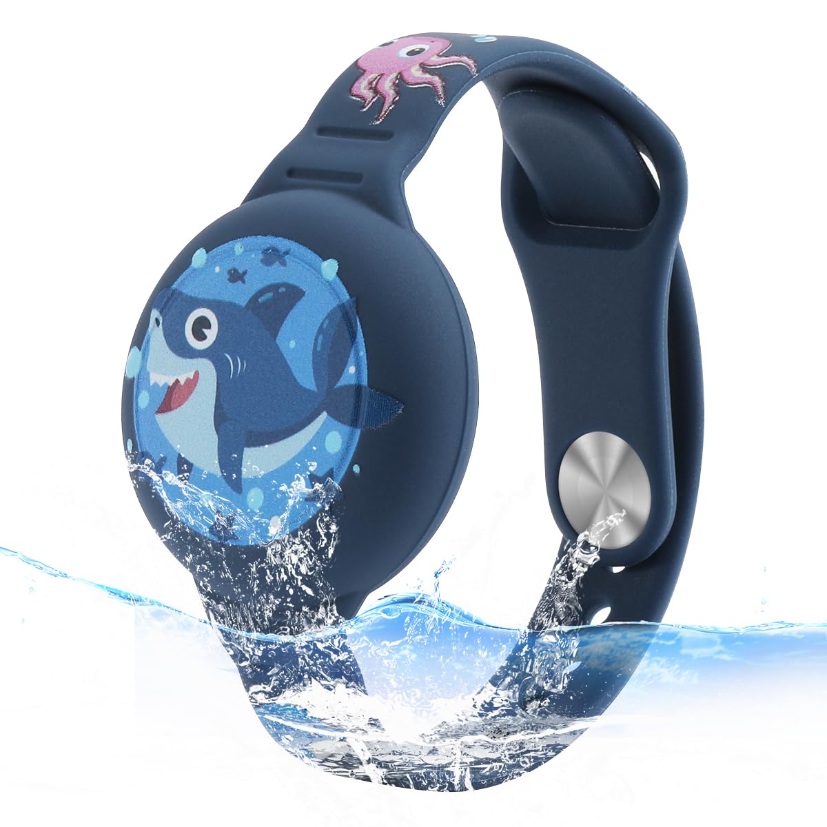 ZORBES® AirTag Bracelet for Kids, Waterproof Cute Cartoon Air tag Holder with Watch Band Design, Full Coverage Anti-Lost Silicone Airtag Hidden Accessories for Child, Blue
