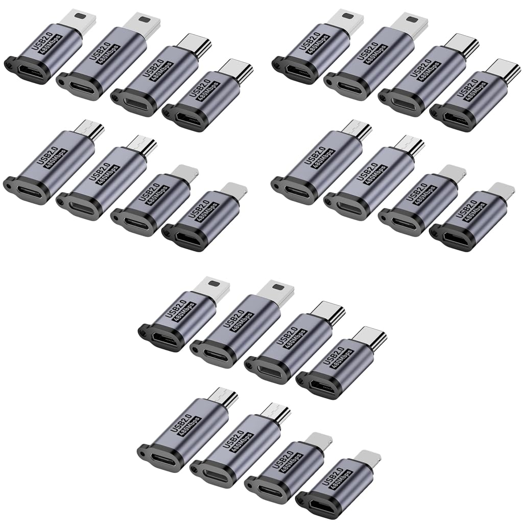 Verilux USB OTG Connector Set for iPhone 16 15 and Galaxy S25 S24 S23 featuring 24PCS Adapters