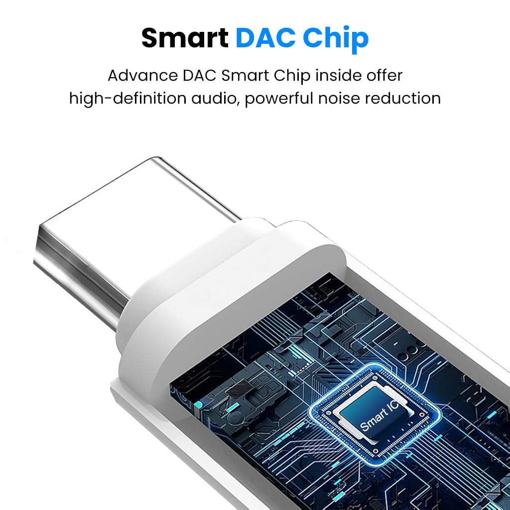 Verilux Type C to 3.5mm Headphone Jack Adapter with Hi Fi DAC for iPhone 16 and Galaxy S25