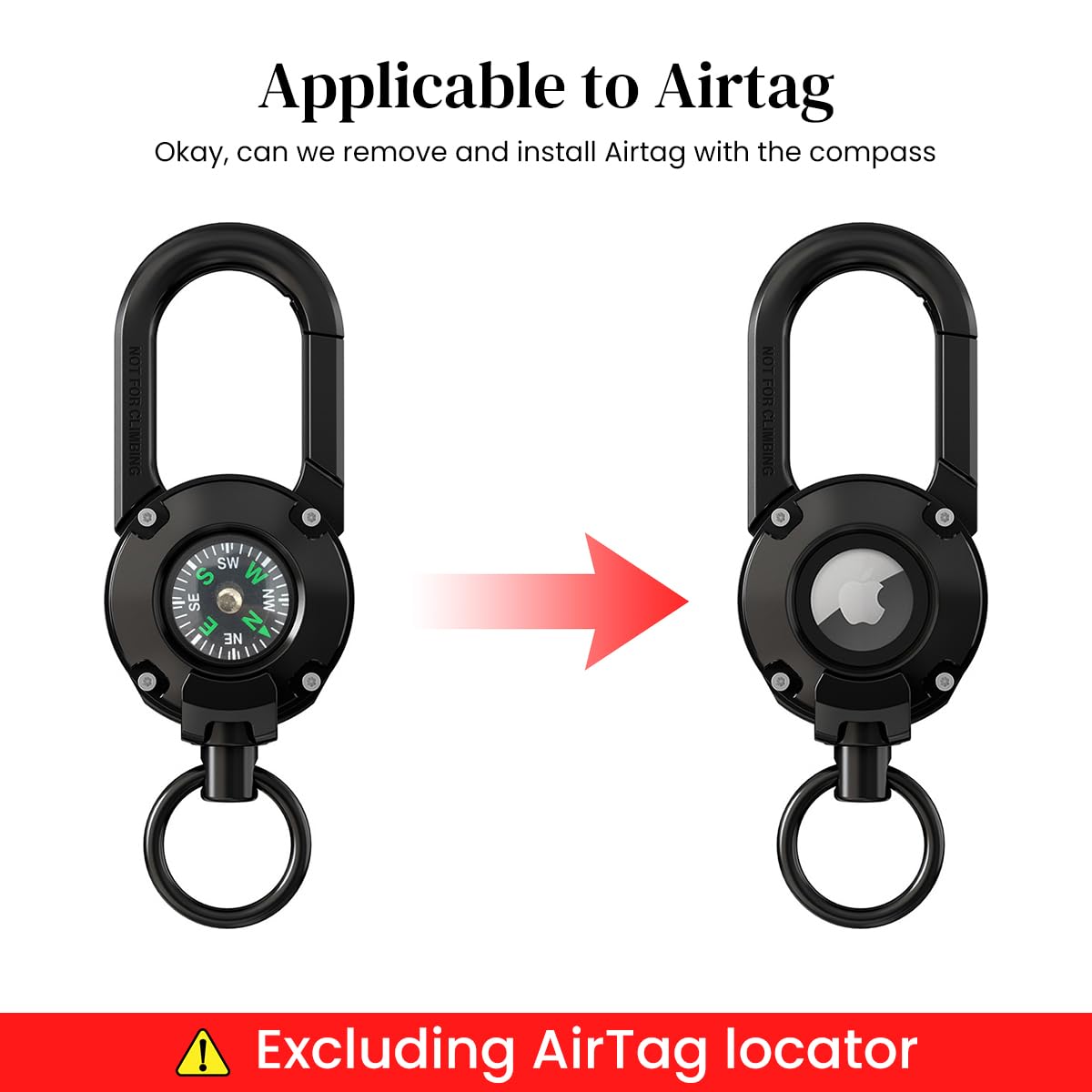 ZORBES® Case for AirTag, Airtag Keychain Airtag Holder, Anti-Lost AirTag Case with Quick Connection Buckle for Backpack Quick Release Keychain Outdoor Easy Attachment Buckle for Camping Hiking Travel