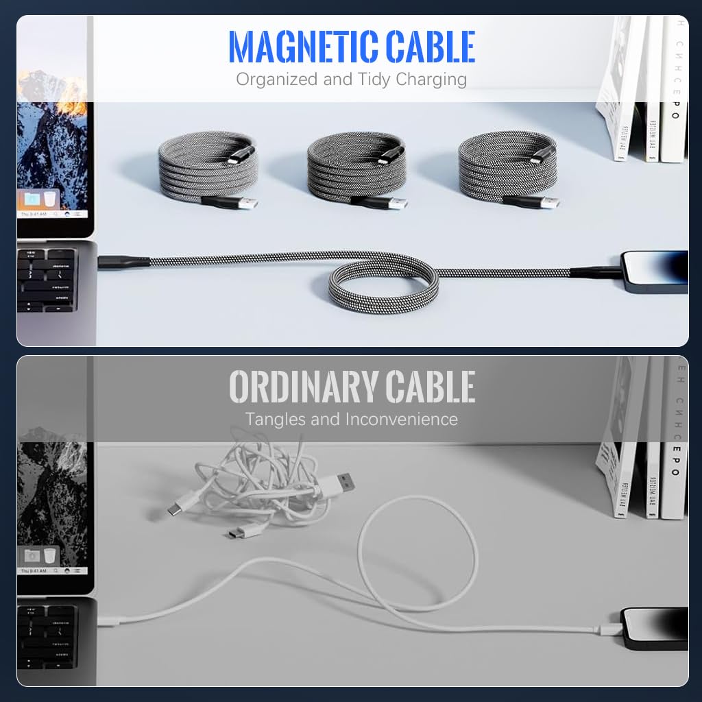 Verilux Type C to Type C Cable 3.3ft 100W Fast Charging with Magnetic Connector Nylon Braided