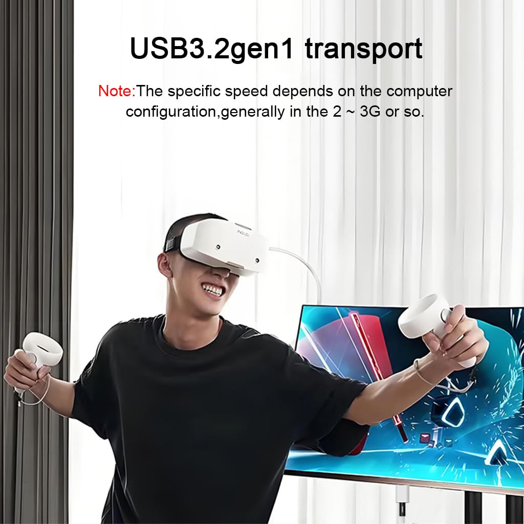 Verilux Link Cable for Meta Quest VR Headsets with 5Gbps Speed and L Shaped Connector | 5M Length