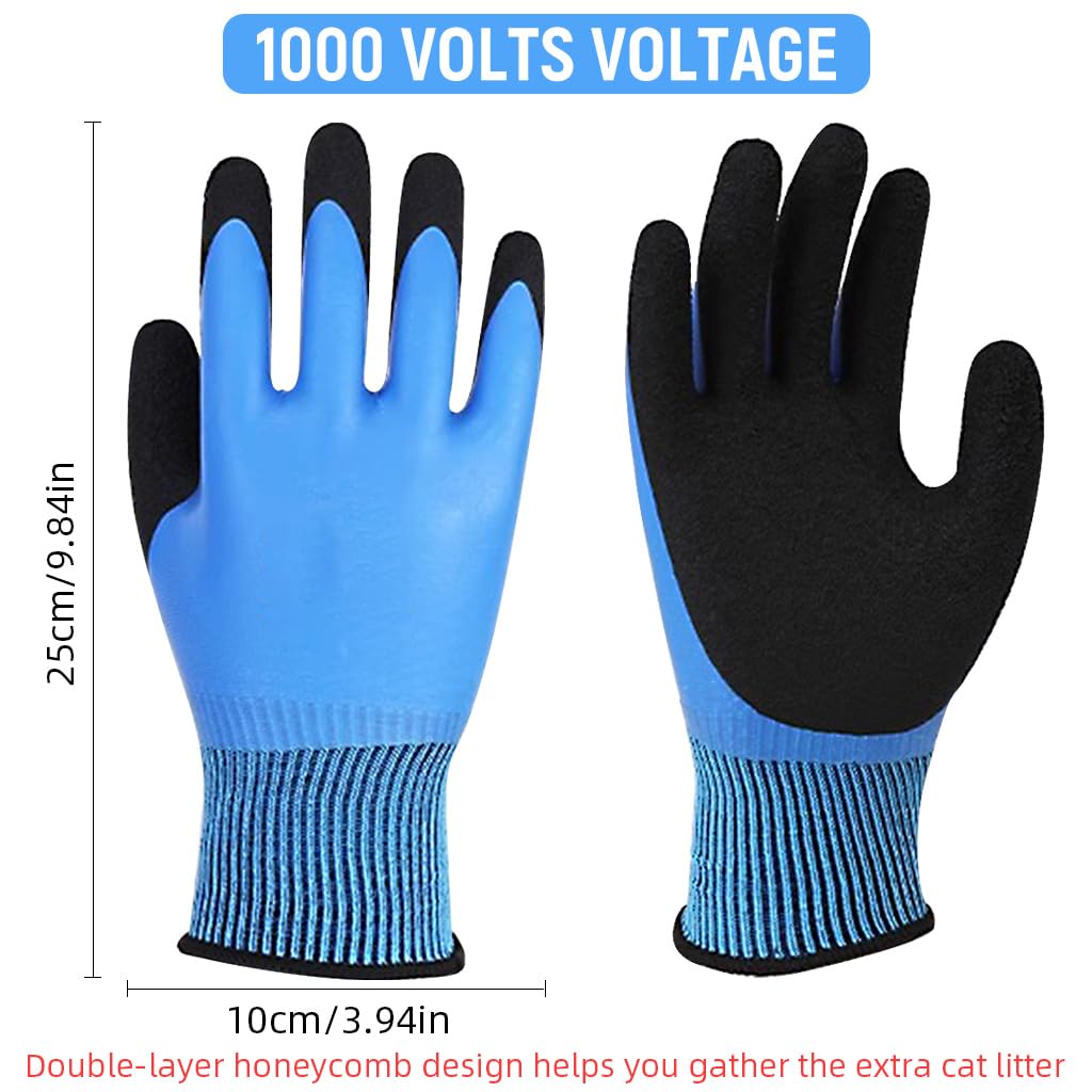 Serplex® 1 Pair Electrical Insulated Gloves Full Palm Rubberization Design 1000V Resistance Non-slip Safe Electrical Gloves Multi Purpose Electrician Work Gloves for Men Women