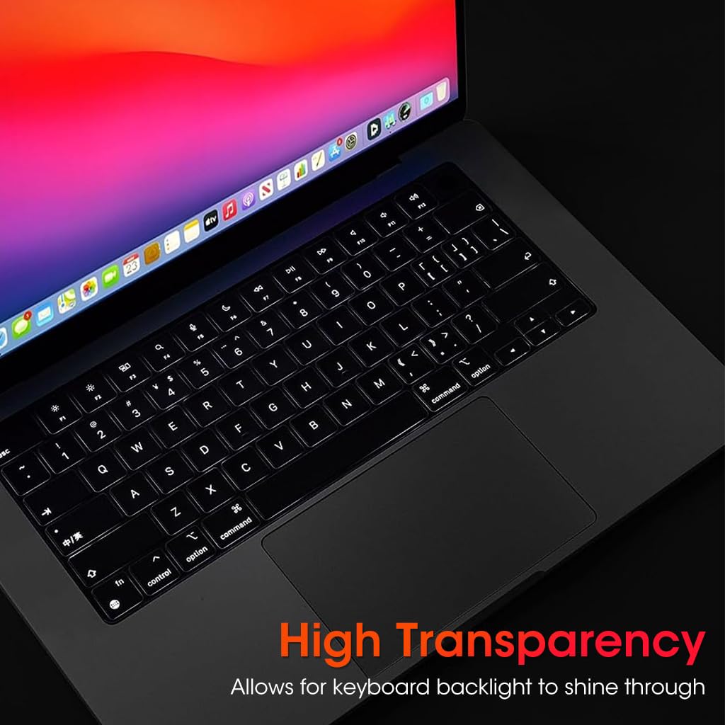 ZORBES® Keyboard Cover for 2023 New MacBook Air 15.3 Inch M2 Chip A2941 & MacBook Air 13.6 inch M2 Chip A2681 - TPU Keyboard Cover Skin, Full Protection, Waterproof & Ultra Thin 0.13mm