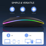 Verilux Wireless Bluetooth Mouse with 800‑1600 DPI and Dual Mode Connectivity for PC | Rechargeable RGB Laptop Mouse