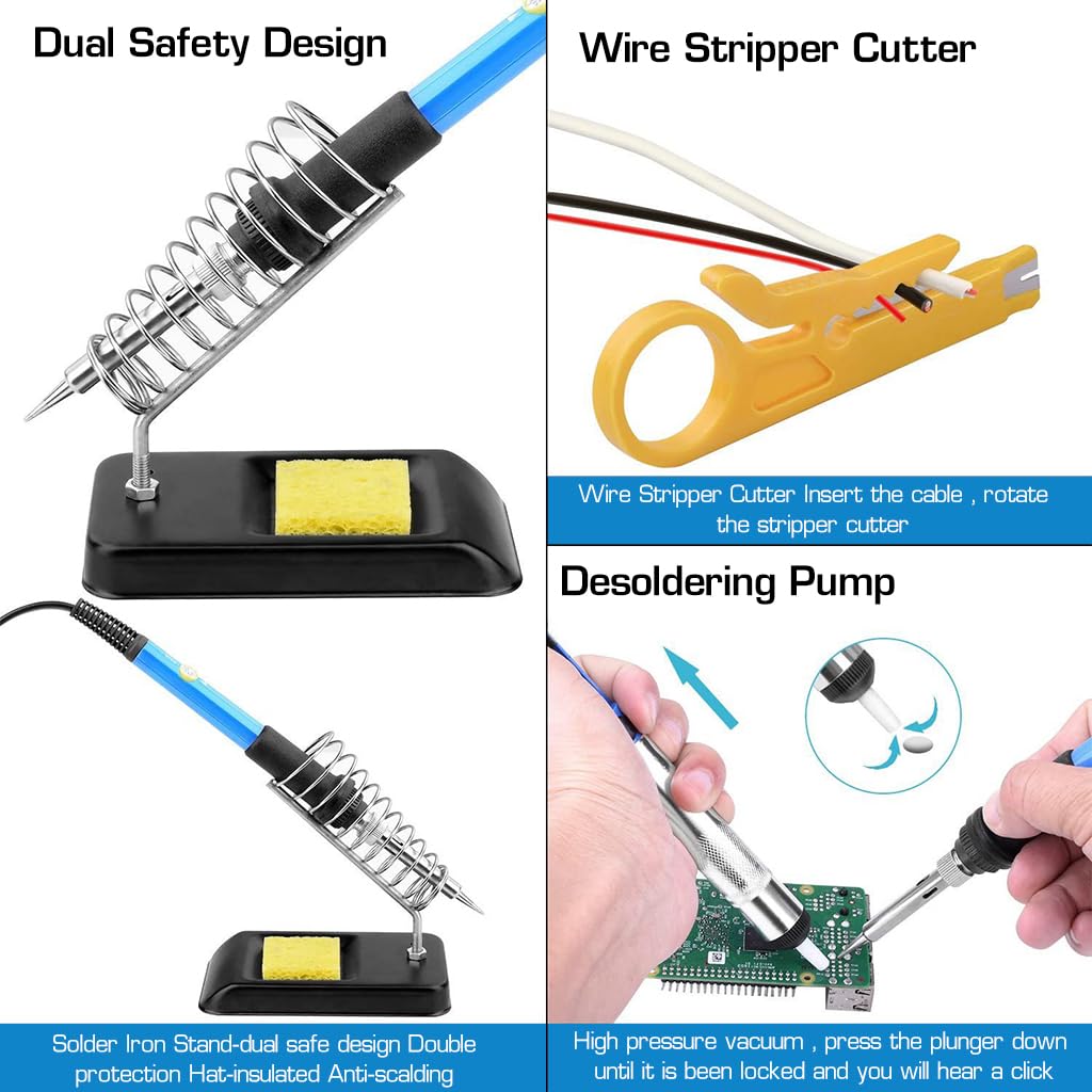 Serplex® Electric Soldering Kit, 60W High-Performance Solder Iron With 5 Diverse Tips & Adjustable Temperature, Fast Heating, Durable Silicon Grip For Electronics, DIY Crafts & Jewelry Repairs