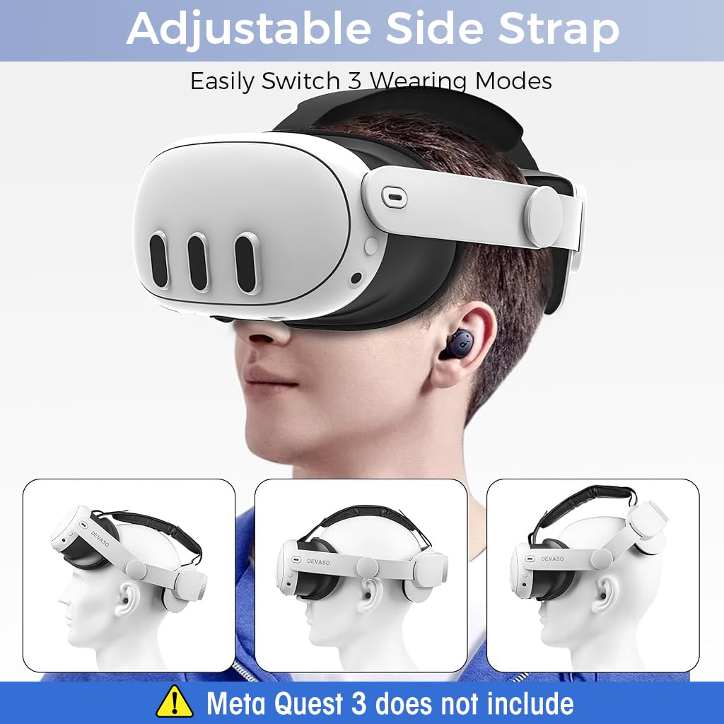 ZORBES® Adjustable Head Strap for Oculus Quest 3 Replacement Elite Strap for Meta Quest 3 Enhanced Support Lightweight Skin-Friendly Head Strap for Meta Quest 3, No Meta Quest 3 Included