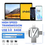 Verilux Pendrive 64GB for iPhone and Android with 4 in 1 USB A Type C Micro USB | Metal Body