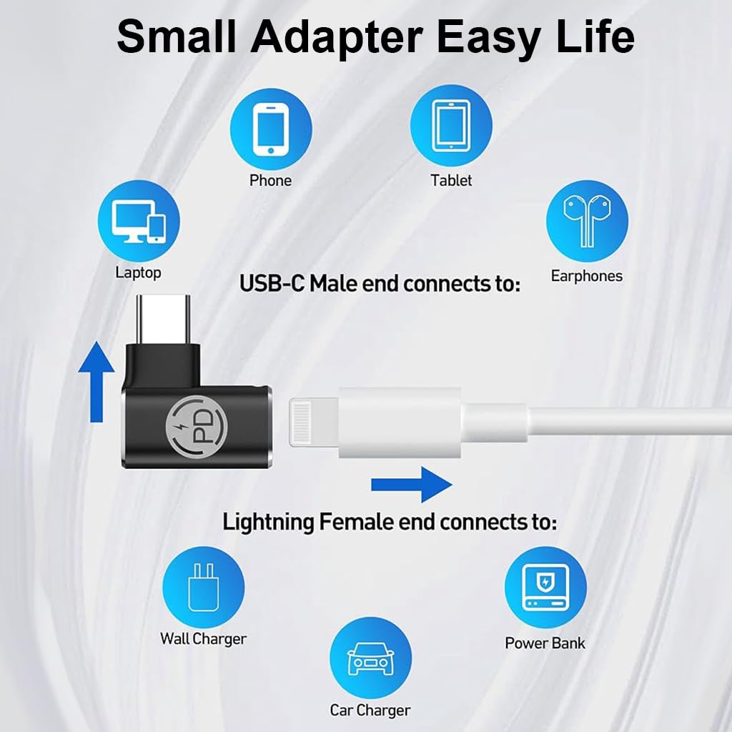 ZORBES® USB C Adapter for iPhone 15, USB C Male to Light-ning Female Adapter for Light-ning Charging Cable, 27W PD Fast Charging & Data Transfer for All iPhone Devices iPhone 15/15 Plus/15 Pro Max