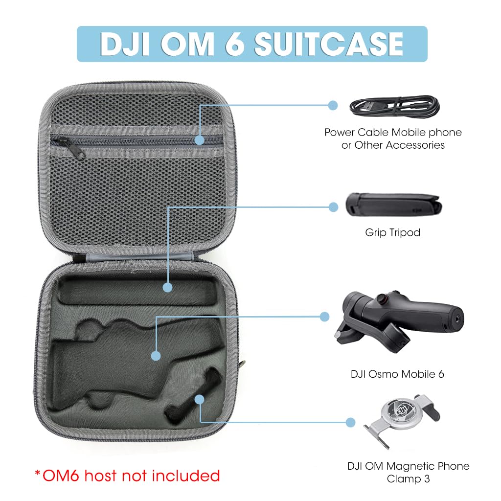 ZORBES® Storage Bag for DJI OSMO Mobile 6 Hard Shell Portable Carrying Case with Shoulder Belt for DJI OSMO 6, Accessories Travel Case for DJI OM6 Gimbal Stabilizer (Not Included DJI OSMO Mobile 6)