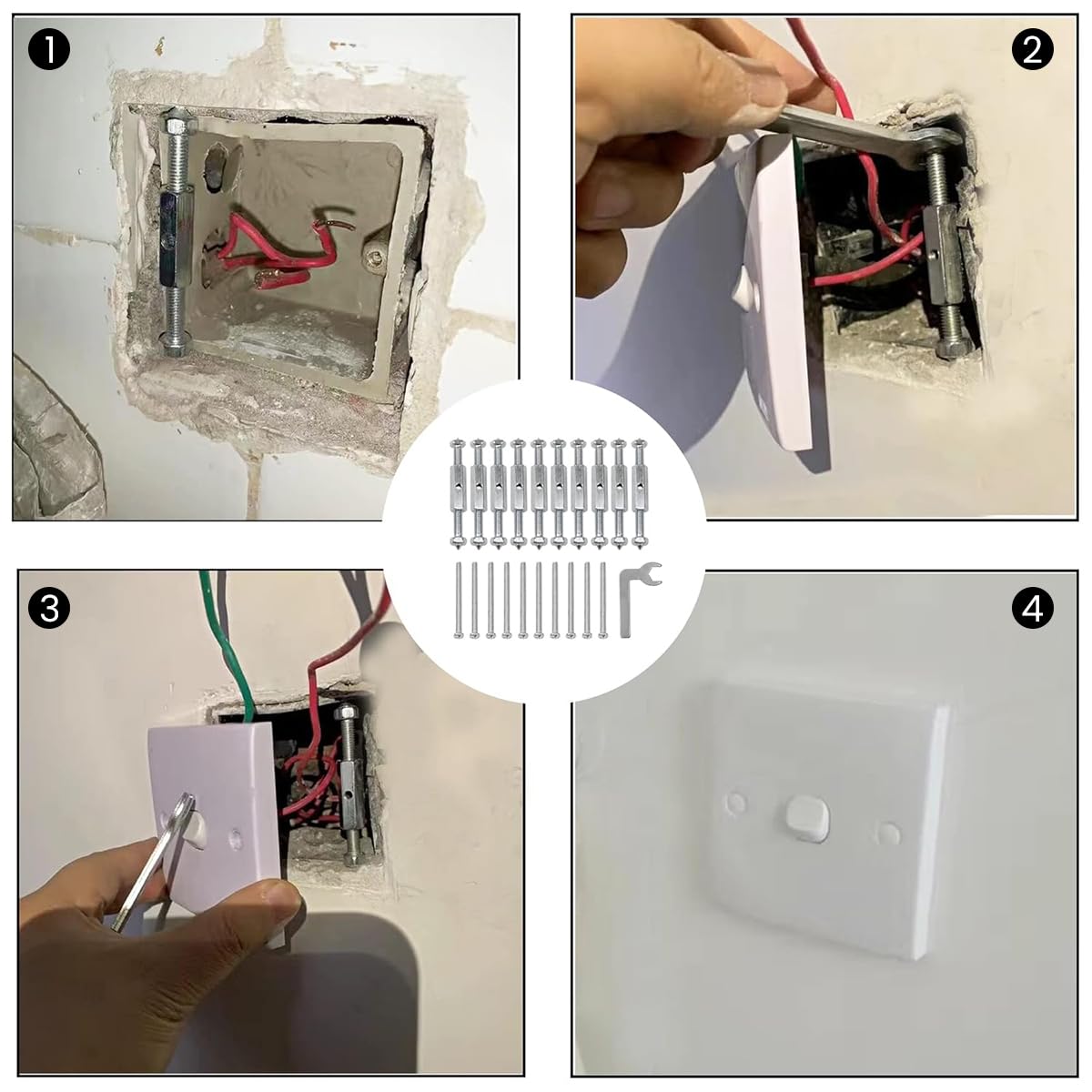 Serplex 86 Type Electrical Box Repair Kit with 10 Switch Sockets & Screws