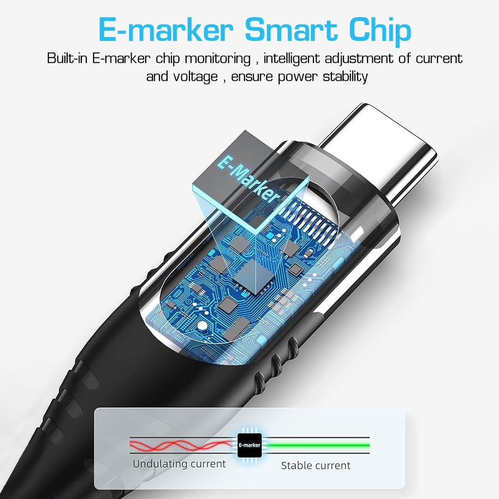 Verilux® 3.3ft Type C to Type C Cable, Type C Cable with LCD Display Support PD 100W Fast Charging & Data Transfer TYPE-C to TYPE-C Cable Compatible with MacBook Pro/iPad Pro/iPad Air/GalaxyS20