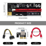 2 Pack Pi+ VER009S Gold PCI-E 6Pin 1X to 16X Powered Pcie Riser Adapter Card