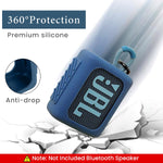 ZORBES® Silicone Case for JBL Go 3 Silicone Frame Cover for JBL Go 3 Bluetooth Speaker, Portable Outdoor Protective Silicone Sleeve Cover for JBL Go 3, with Hanging Loop, Carabiner, Blue