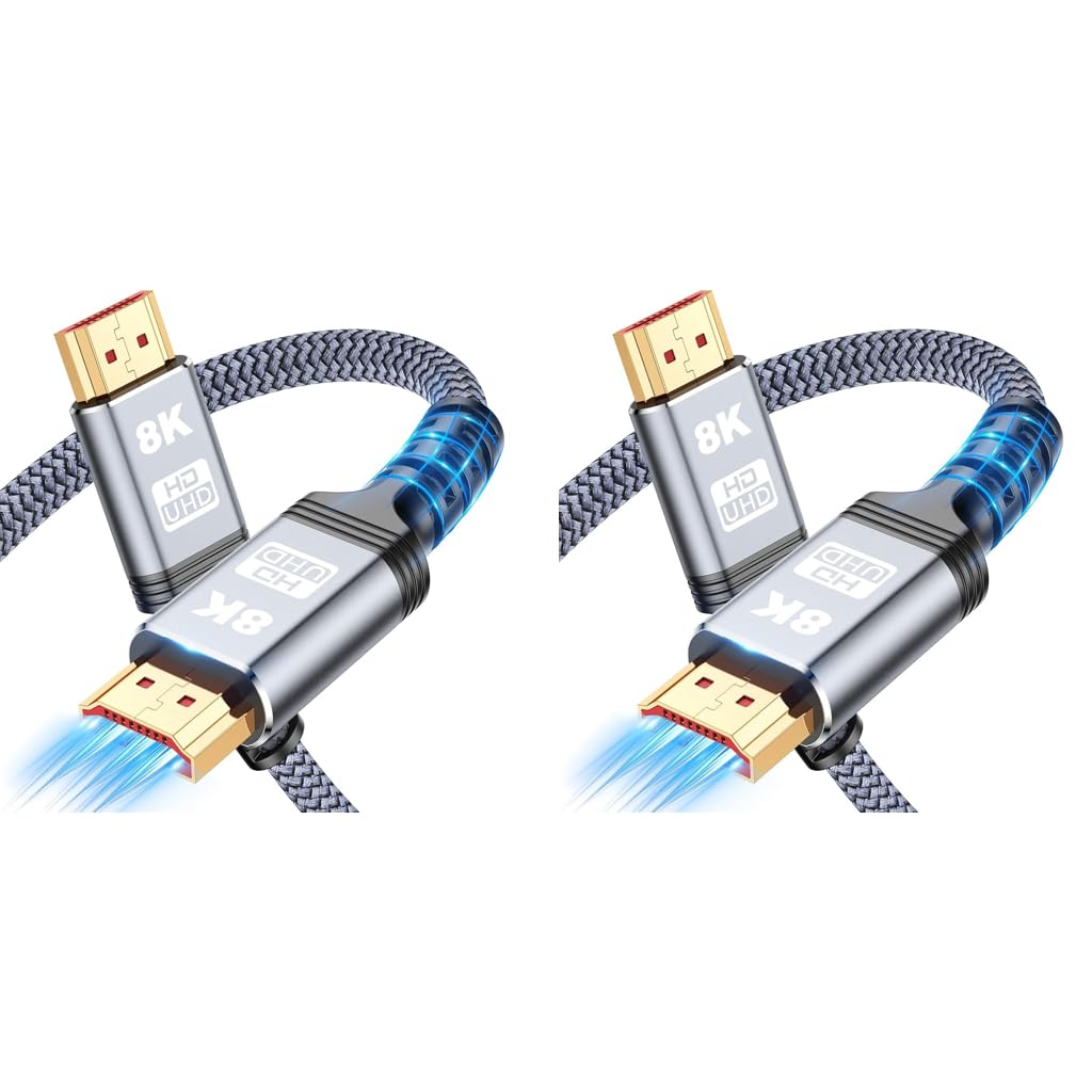 Verilux HDMI Cable 2.1 for 8K60Hz and 4K120Hz Displays featuring 48Gbps Speed | 6.6Ft 2 Pack