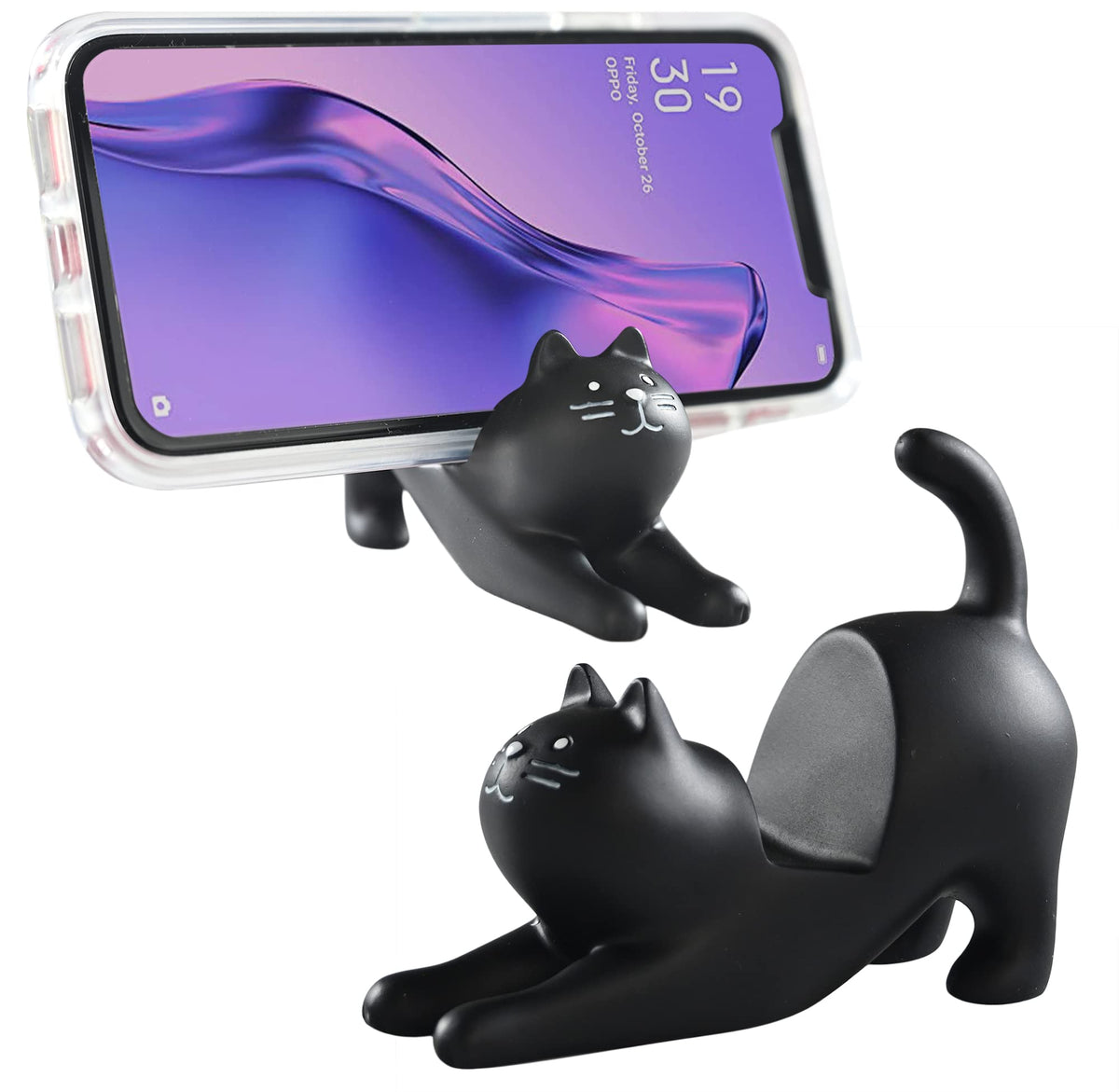 ZORBES® Cat Phone Stand, Cute Desktop Smartphone Holder, Vertical or Horizontal, Universal Cell-Phone Stand