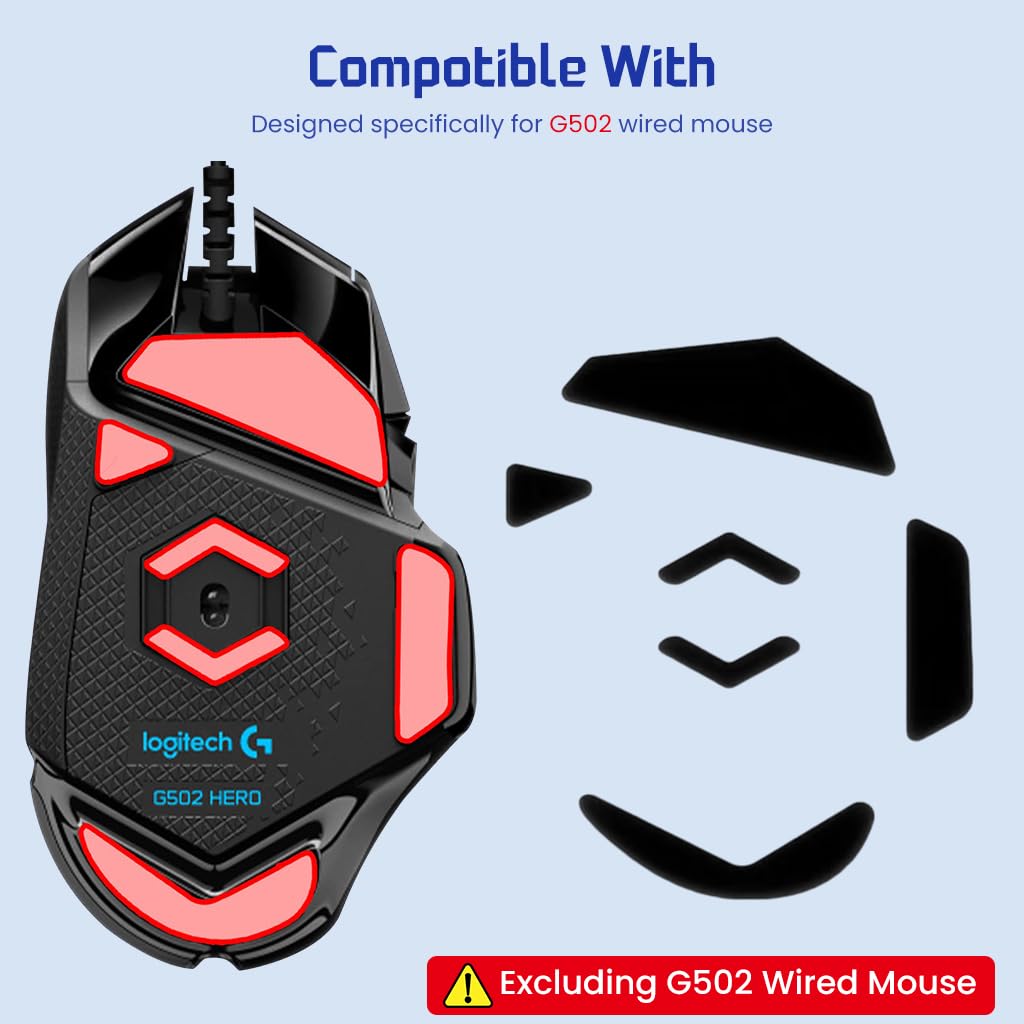 ZORBES® Mouse Feet Skates for Lo-gitech G502 Wired Gaming Mouse Snug Fit Mouse Feet Rounded Curved Edges Smooth Feet Skates for Lo-gitech G502 Game Mouse Feet Skates Replacement, Mouse is NOT Included