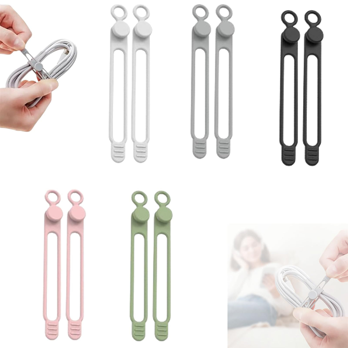 ZORBES® Data Cable Organizer Silicone Headphone Organizers,