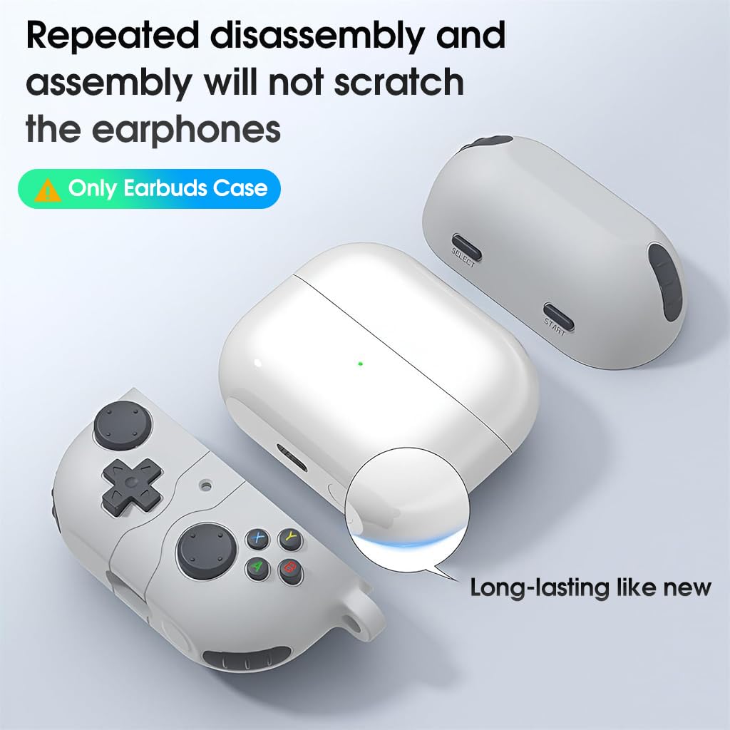 ZORBES® Earbuds Case Cover for Samsung Galaxy Buds 3 Protective Silicone Skin Cover with Carabiner Fashion Retro Gaming Machine Earbuds Case Cover for Samsung Galaxy Buds 3/3 Pro, Grey