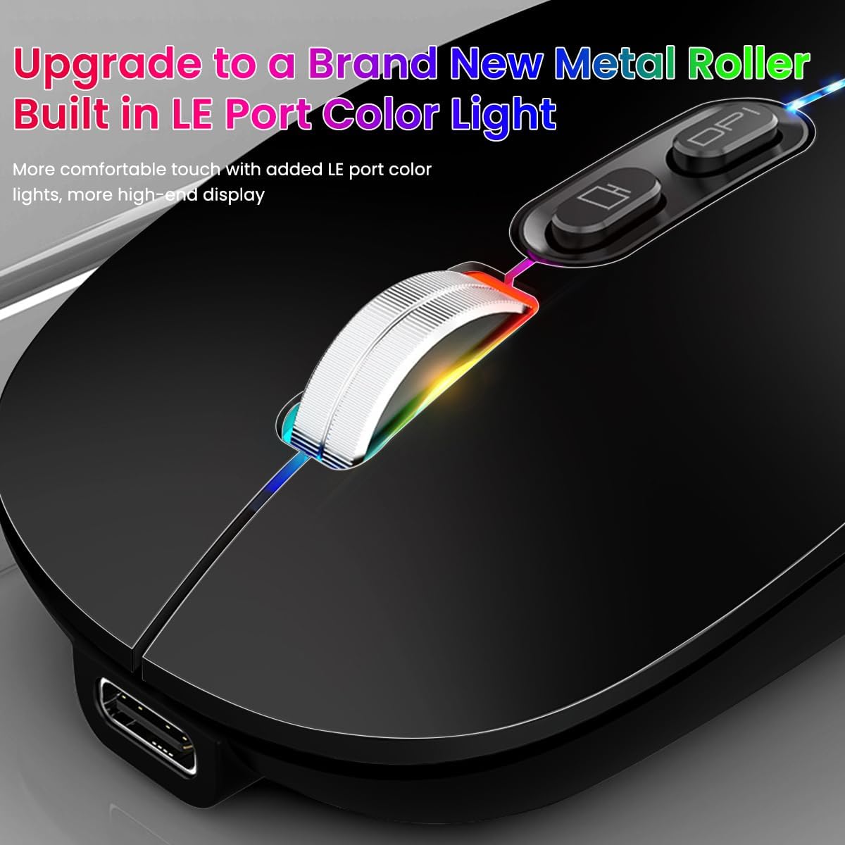 Verilux® Wireless Mouse Upgrade Three Modes 2.4G & Bluetooth 3.0 & Bluetooth 5.1 Wireless Fashion Ultra Slim Silent Mouse Game Mouse with Adjustable DPI for iPad, Laptop, PC, Mac, Windows, Black