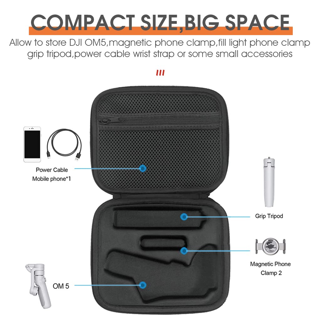 ZORBES® Storage Bag for DJI Osmo Mobile 5, Hard Shell Portable Case Phone Stabilizer Carrying Case for DJI OM 5-Handheld 3-Axis Smartphone Gimbal Stabilizer and Accessories(Case Only)