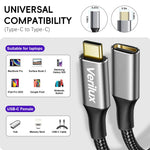 Verilux USB C Extension Cable 9.8 ft with 100W PD Fast Charging and 10Gbps Transfer | 4K Output