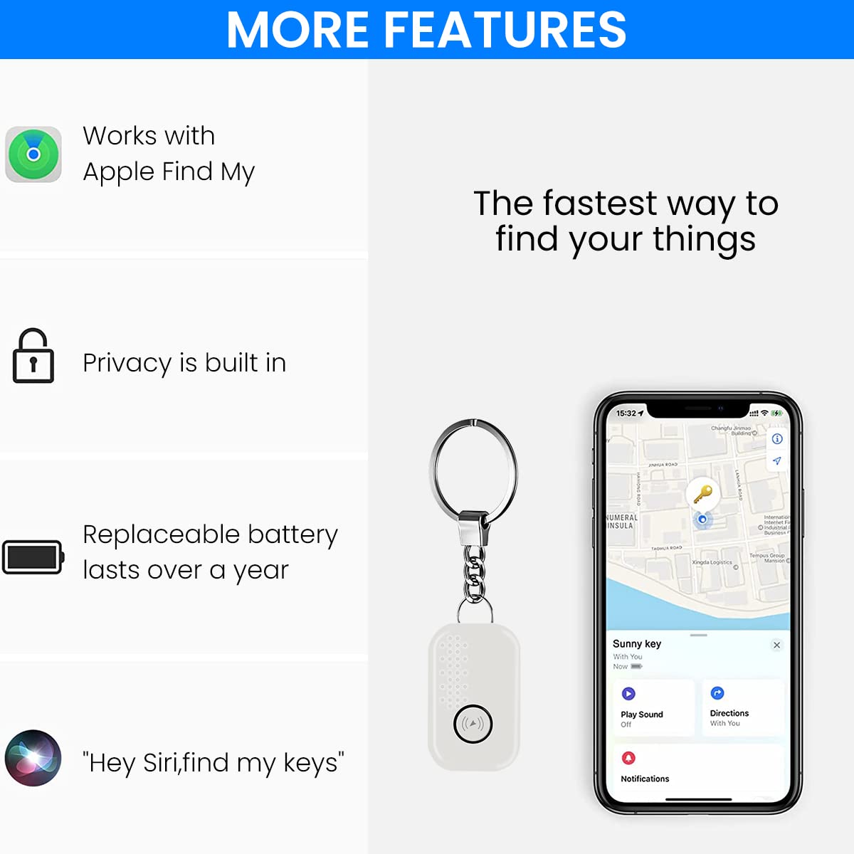 ZORBES® Smart Bluetooth Item Finder with 80db Sound Alarm, Item Locator with 30m Searching Range, Key Finder Compatible with Apple Find My, Tracker Item Locator for Bag, Wallet, Suitcases