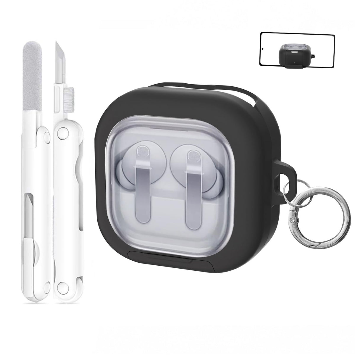 ZORBES® Clear Case for Galaxy Buds 4 & Galaxy Buds 4 Pro (2026) with Secure Lock,TPU Hard Shell Transparent Cover for Samsung Pro with Phone Stand Function