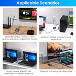 Verilux® Ethernet Splitter USB C Powered 1000Mbps 1 to 2 Ethernet Splitter Ethernet Network Splitter Portable Gigabit Ethernet Splitter for Home, Office, Travel