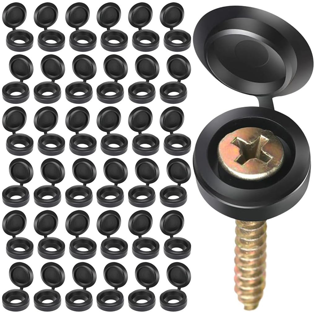 Serplex® 300Pcs Plastic Hinged Screw Cover Caps, Folding Screw Cover Cap, Snap Washer Covers Flip Tops for Covering Screw Heads, Screw Protection for Home & Industrial Use (Black)