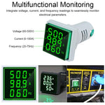 Serplex® LED AC Current Voltage Frequency Signal Light 60-500V 0-100A Digital Ammeter Voltmeter Backlight Display Detector Tester Gauge 2PCS