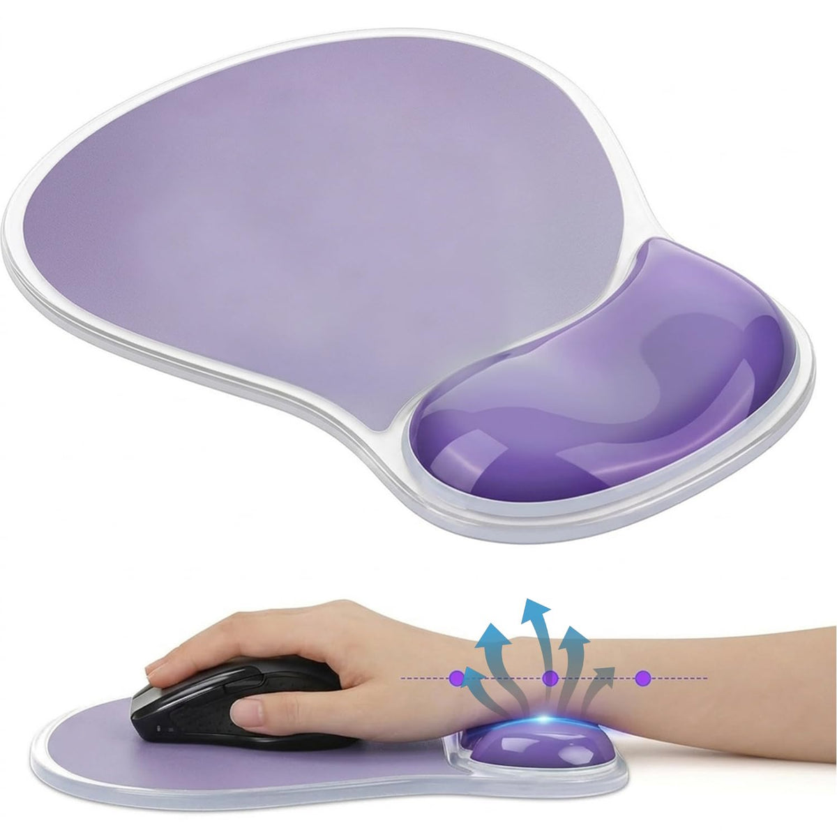 ZORBES® Mouse Wrist Pad Transparent TPU Silicone Ergonomic Wrist Support Mouse Pad Soft Gel Support for Comfortable, Anti-Fatigue Computer Use Desktop Mouse Pad for Home Office Travel