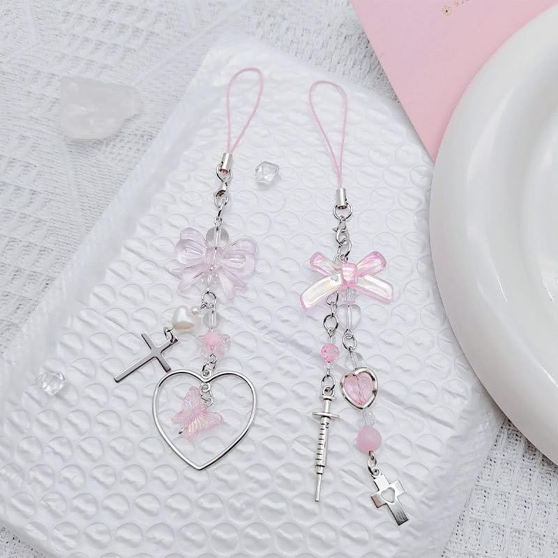 ZORBES® 3 Pcs Butterfly Pendant Y2k Phone Charms Keychain Bag Strap Cool Cellphone Lanyard Keyrings Jewelry for Girls