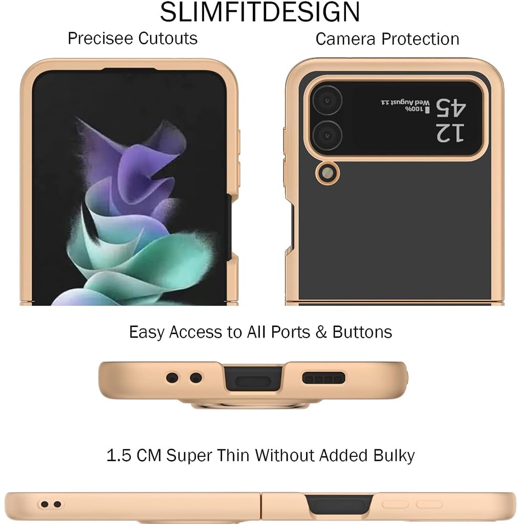 ZORBES® Phone Case for Samsung Galaxy Z Flip 4 Luxury Electroplating Metal Framed TPU with Grip Anti-Scratch Cover Black 2PCS
